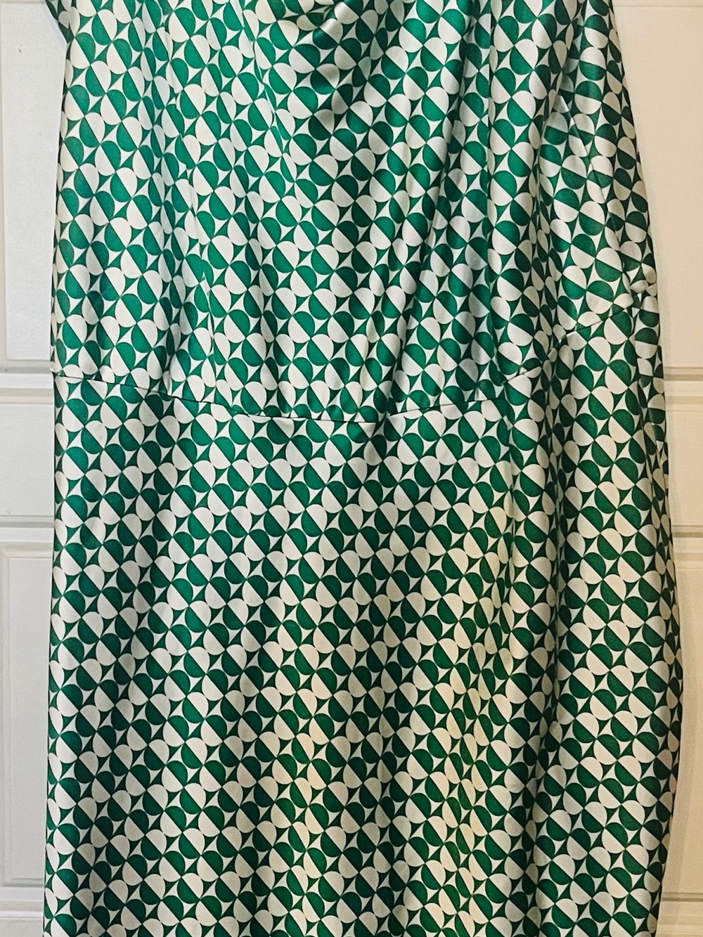Ava & Viv Green and White Geometric Maxi Skirt
